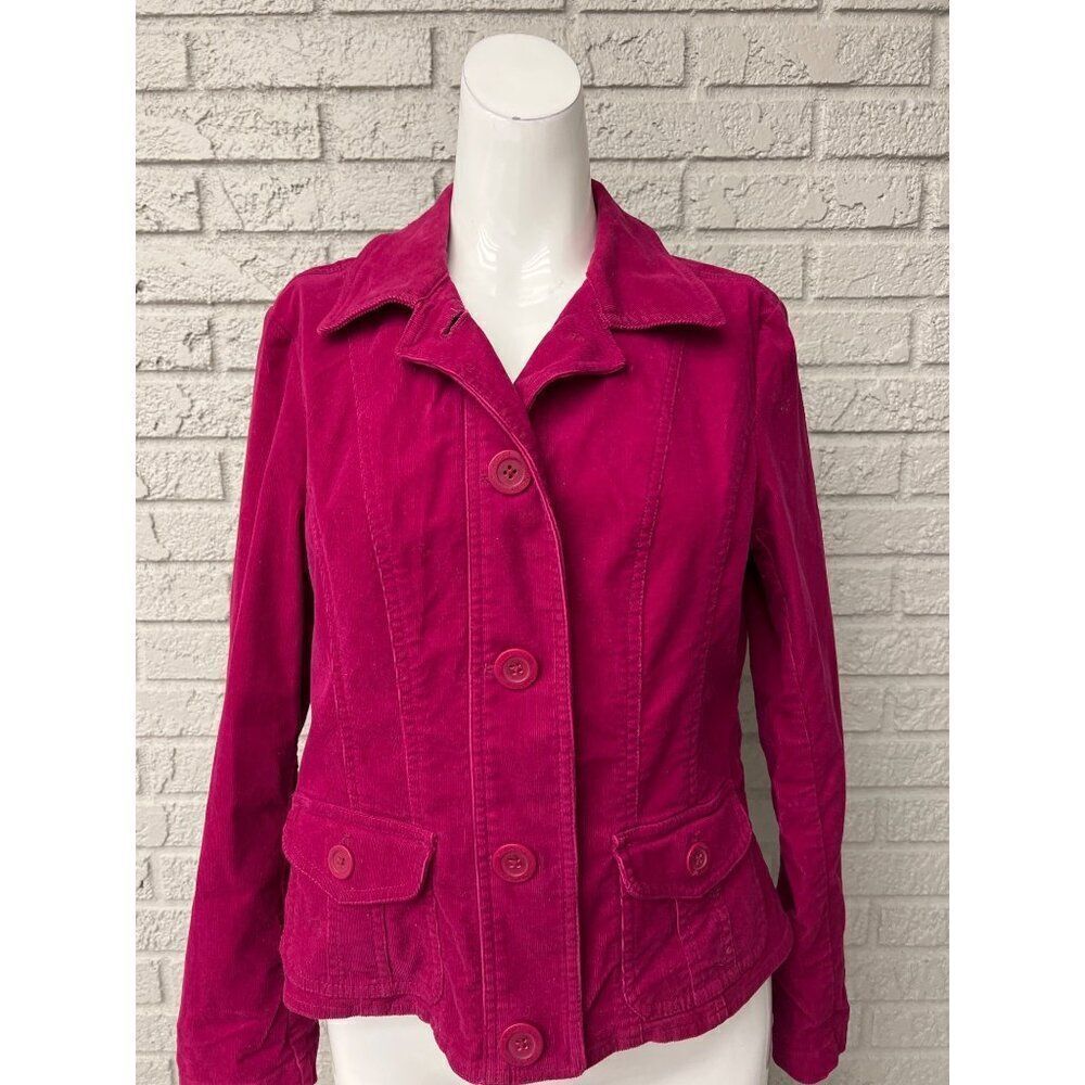 Jones New York Women Pink Stretch Corduroy Jacket Size PM